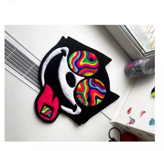 Colourful Dog Face High Quality hand Tufted Rug