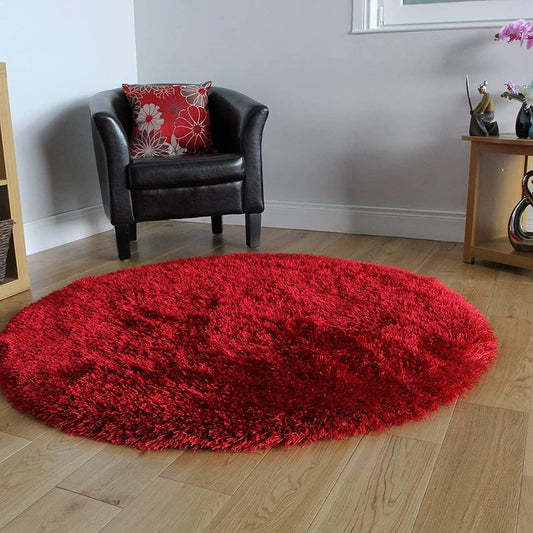 Red Ely Round Shaggy Carpet