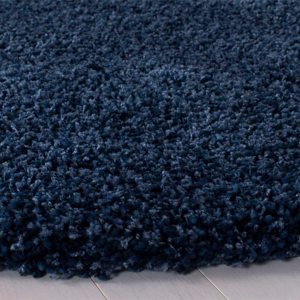 Navy Blue Expressions Round Shaggy Carpet