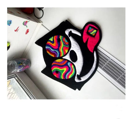 Colourful Dog Face High Quality hand Tufted Rug