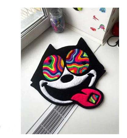 Colourful Dog Face High Quality hand Tufted Rug