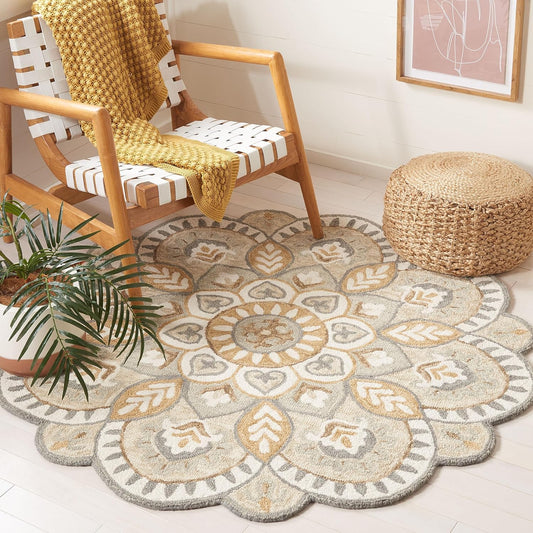 Whiteflower Round Tufted Carpet