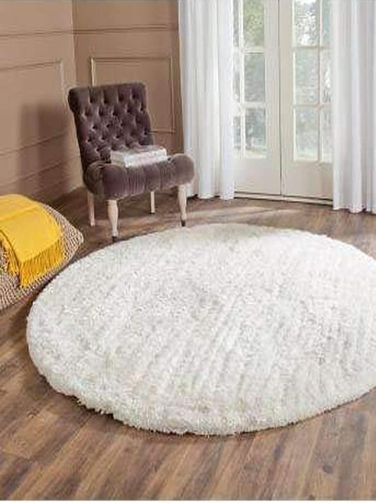 White Soft Round Shaggy Carpet