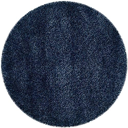 Navy Blue Expressions Round Shaggy Carpet