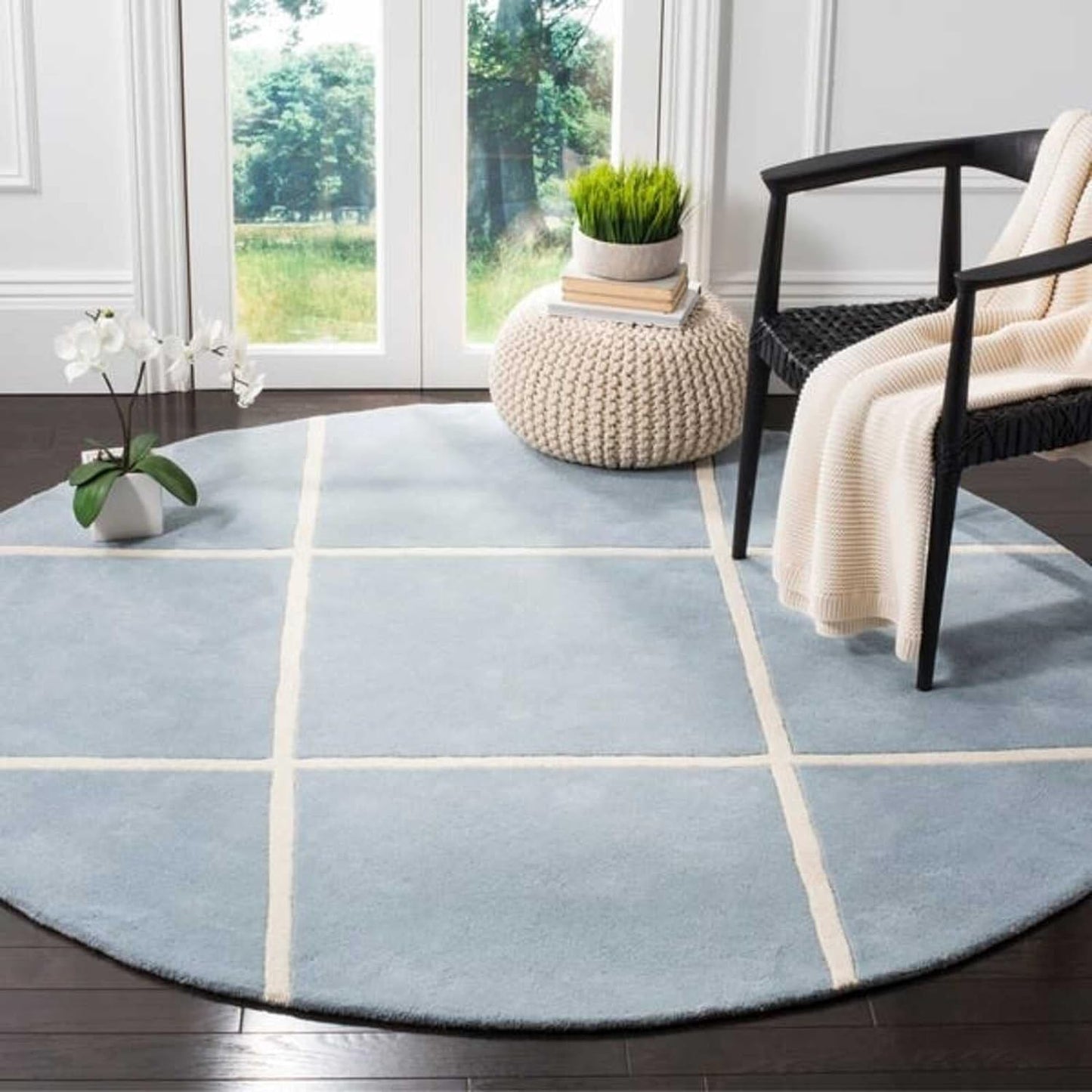 Greyvelv Round Hand Tufted Carpet & Rug