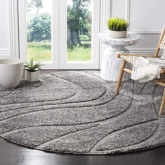 Grey Hearth Round Shaggy Carpet