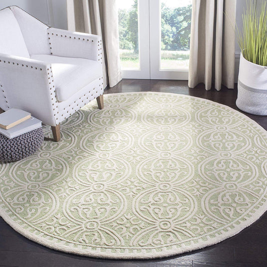 Lightgreenvio Round Hand Tufted Carpet & Rug