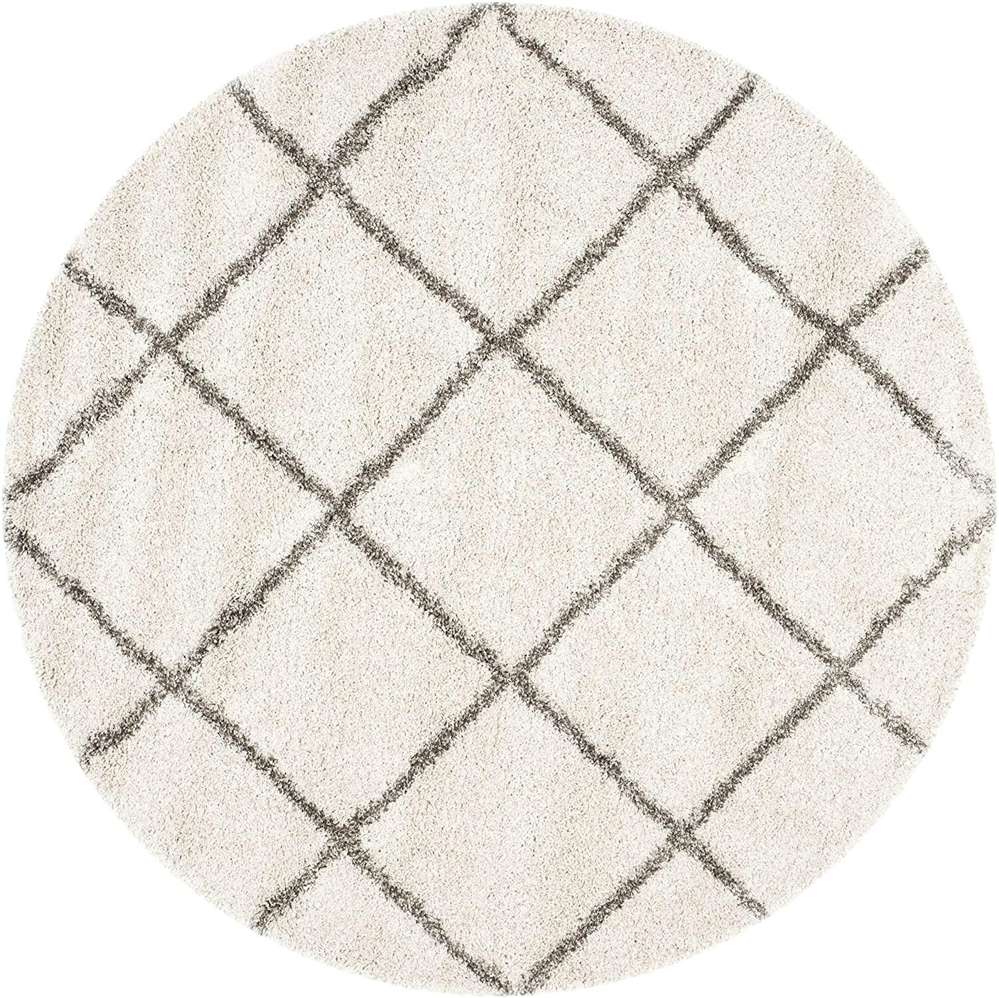 White Drape Round Shaggy Carpet