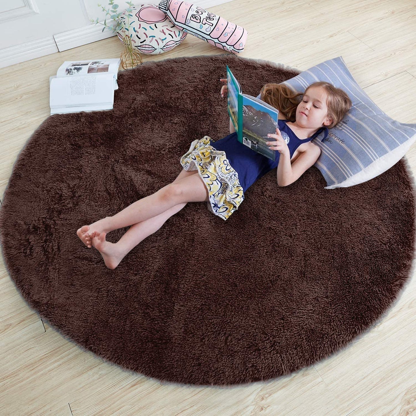 Brown Soft Round Shaggy Carpet